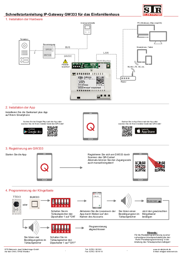 IP- Gateway Qwiksmart plus GW333 Schnellstart