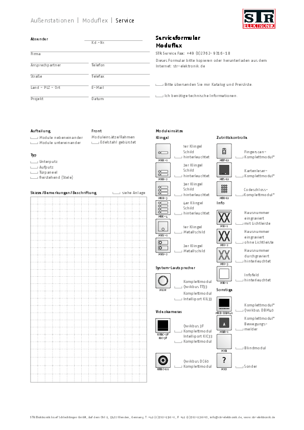 Moduflex Serviceformular