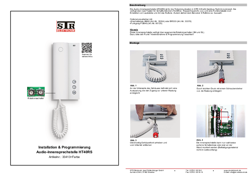 HT40RS Installation und Programmierung