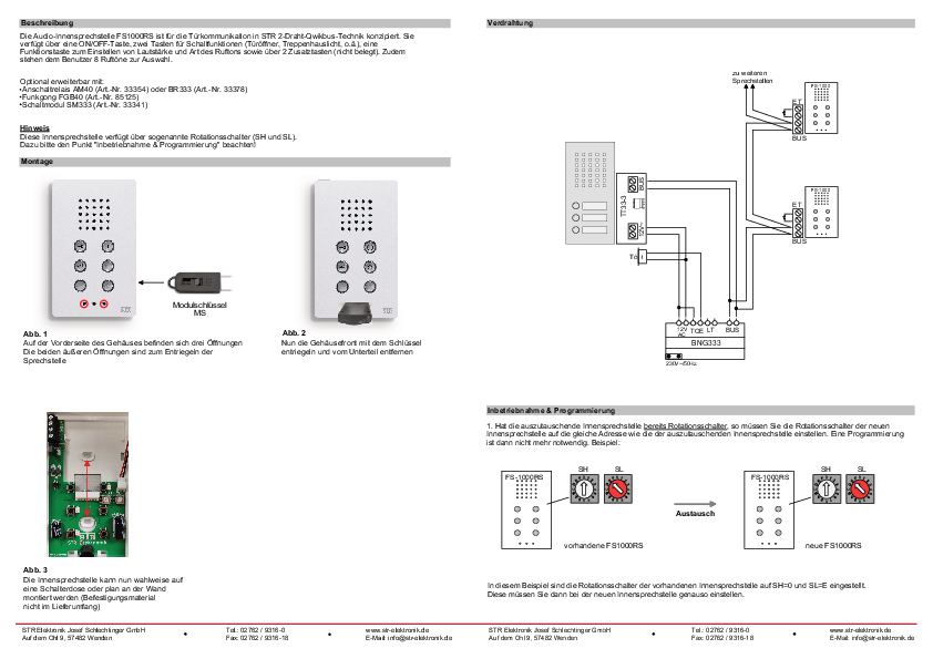 FS1000RS Installation und Programmierung