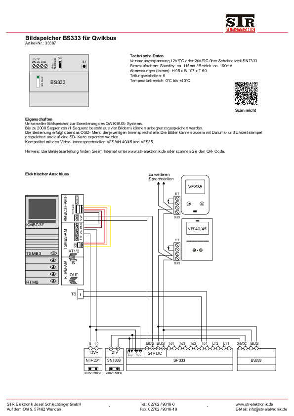 BS333 Bildspeicher Datenblatt